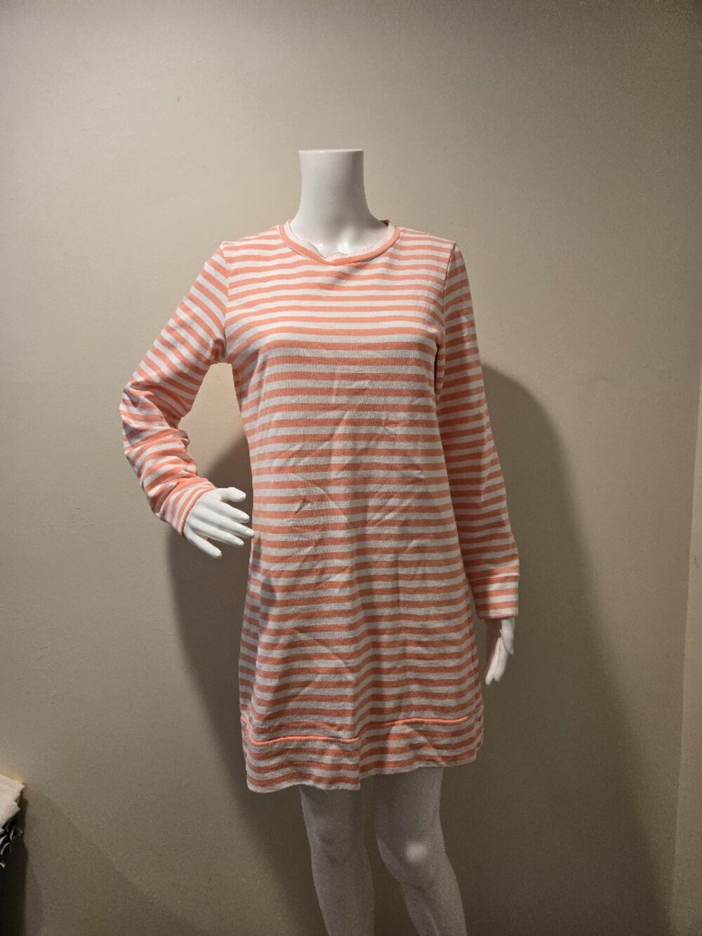 Sail to Sable Pink White Striped Long Sleeved Dress XS